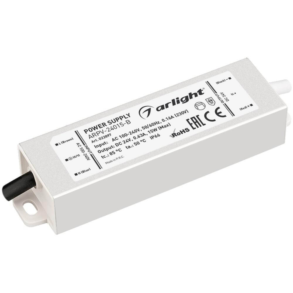 Блок питания Arlight ARPV-24015-B (24V, 0.6A, 15W) (IP67 Металл, 3 года) 022897