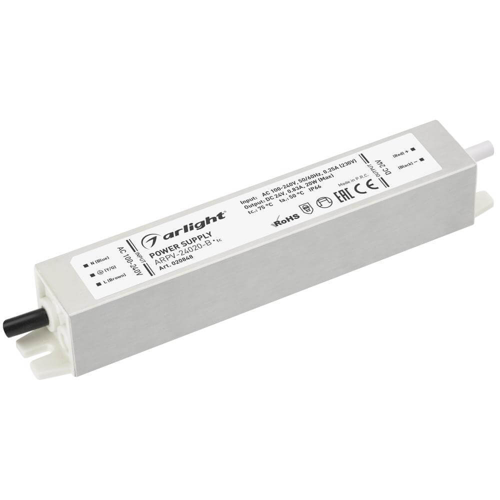 Блок питания Arlight ARPV-24020-B (24V, 0.8A, 20W) (IP67 Металл, 3 года) 020848