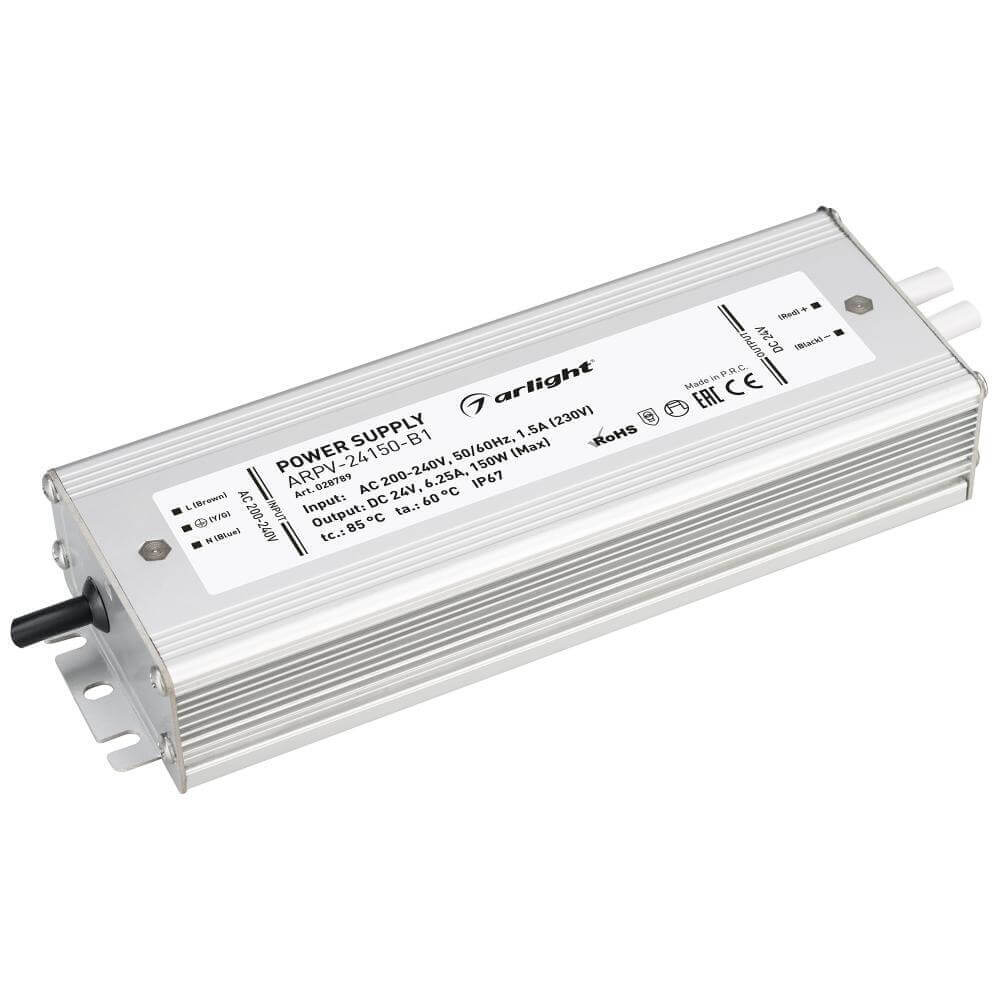 Блок питания Arlight ARPV-24150-B1 (24V, 6,3A, 150W) (IP67 Металл, 3 года) 028789