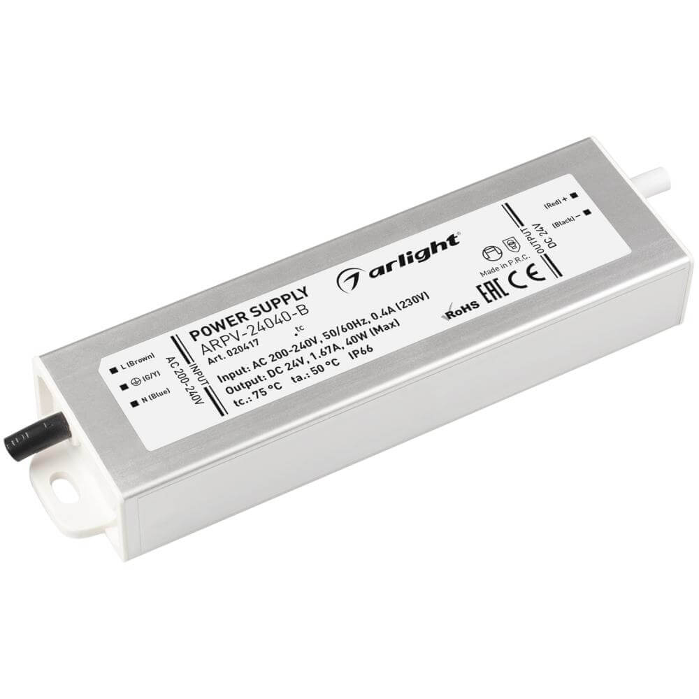 Блок питания Arlight ARPV-24040-B (24V, 1.7A, 40W) (IP67 Металл, 3 года) 020417