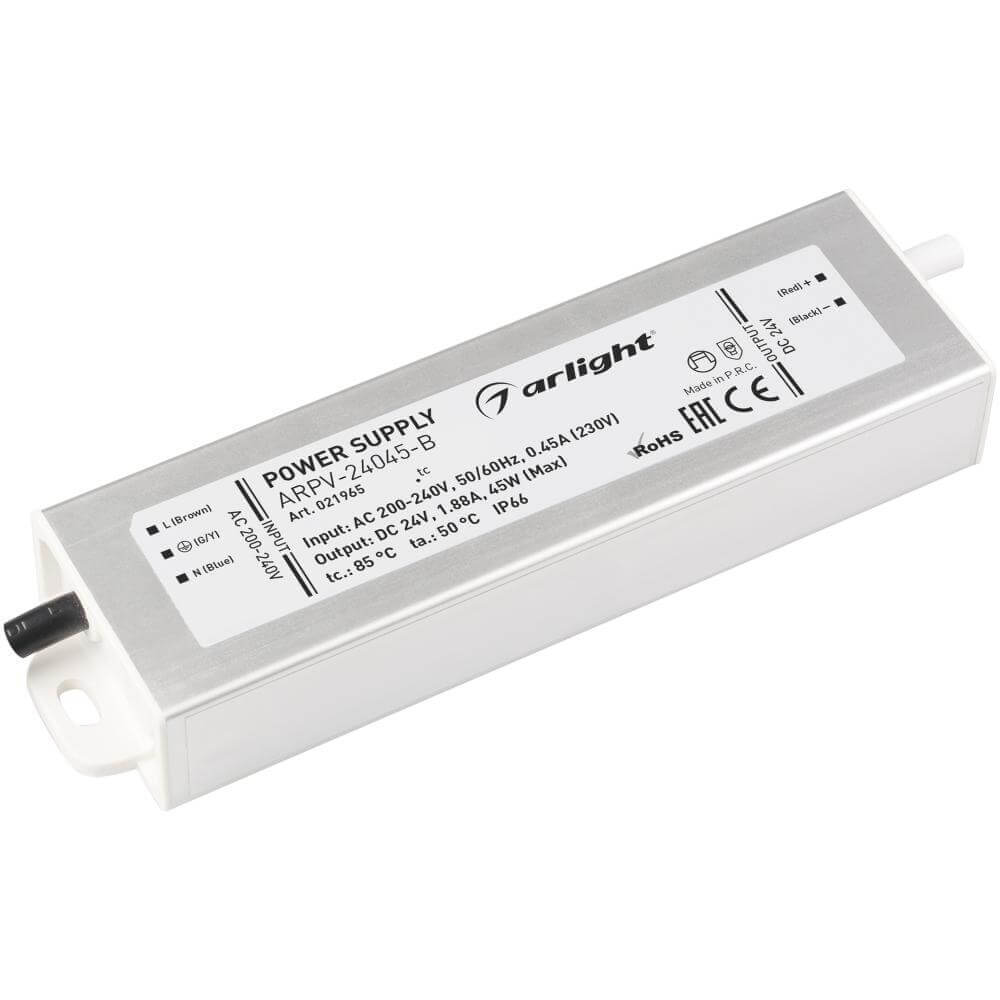 Блок питания Arlight ARPV-24045-B (24V, 1.9A, 45W) (IP67 Металл, 3 года) 021965