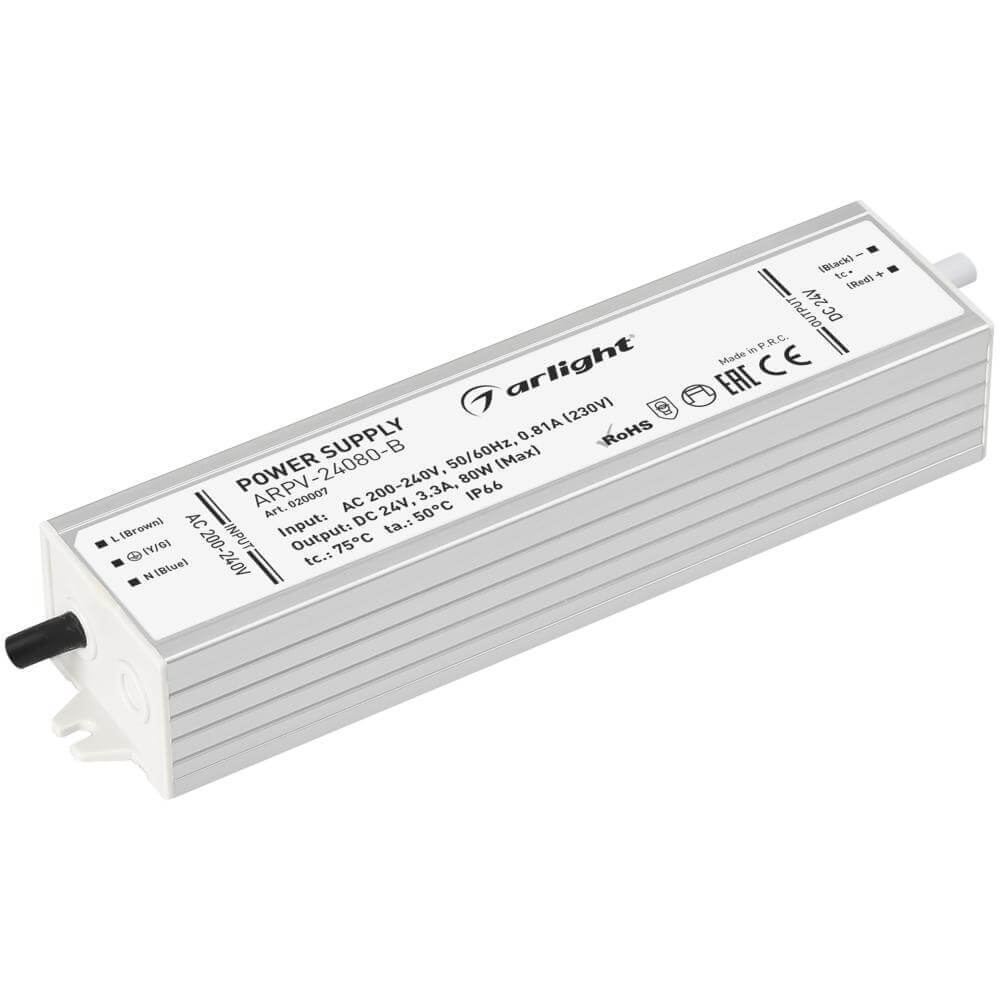 Блок питания Arlight ARPV-24080-B (24V, 3.3A, 80W) (IP67 Металл, 3 года) 020007