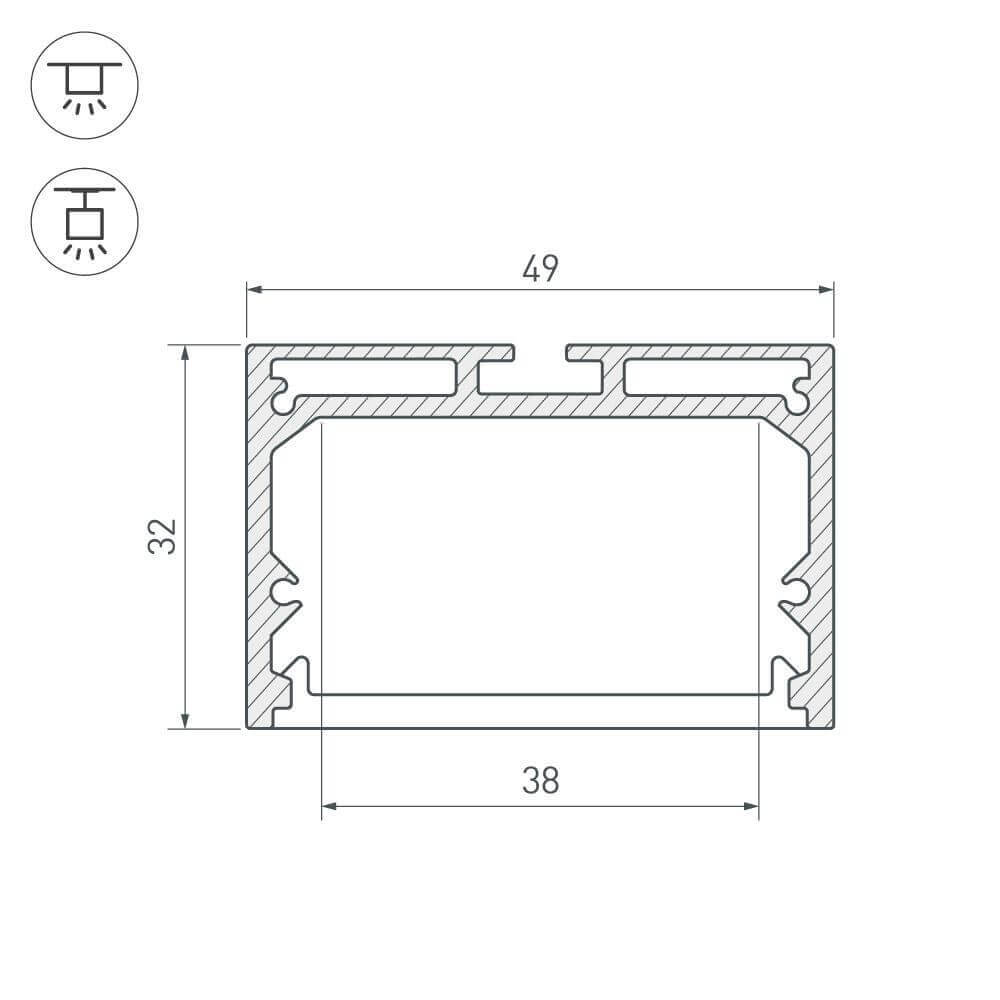 Профиль с экраном SL-LINE-4932-2500 ANOD+OPAL (Алюминий) 020465