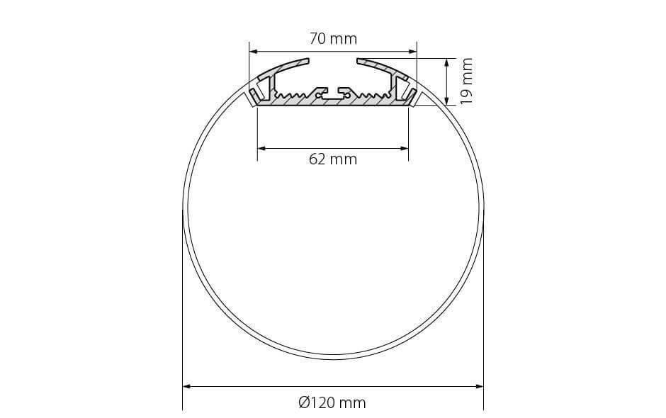 Профиль с экраном SL-ROUND-D120-2500 ANOD+OPAL (Arlight, Алюминий) 020475
