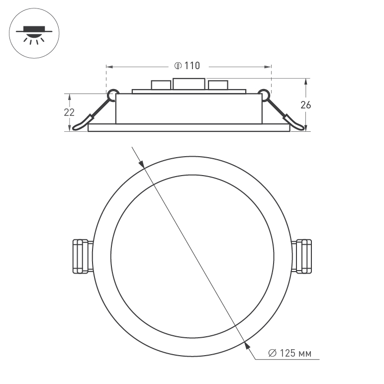 Встраиваемый светодиодный светильник Arlight DL-BL125-9W 6000K 021433