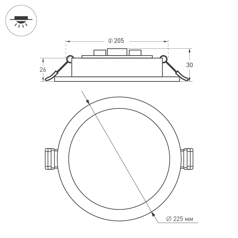Встраиваемый светодиодный светильник Arlight DL-BL225-24W 4000K 021443