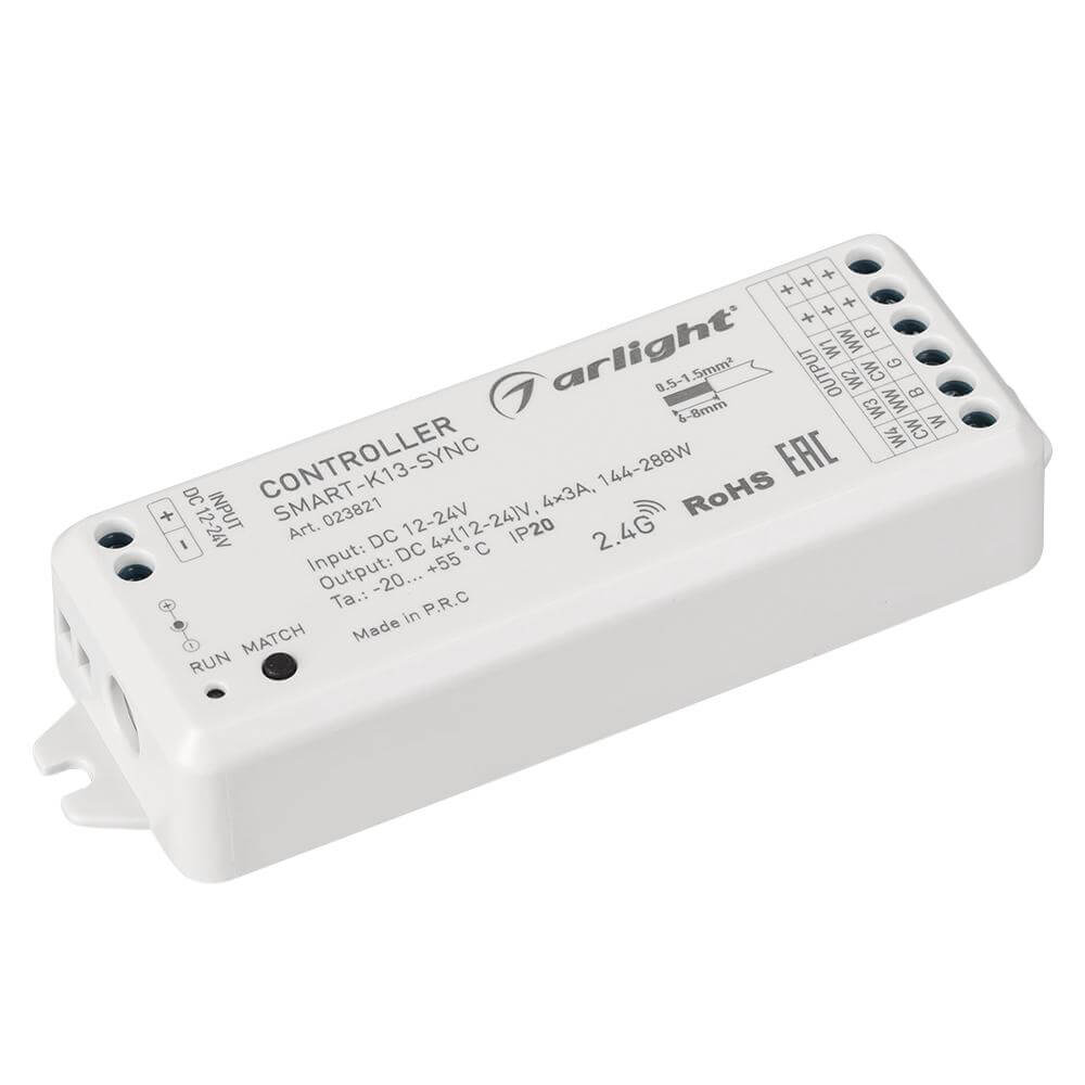 Контроллер Arlight SMART-K13-SYNC (12-24V, 4x3A, 2.4G) (IP20 Пластик, 5 лет) 023821