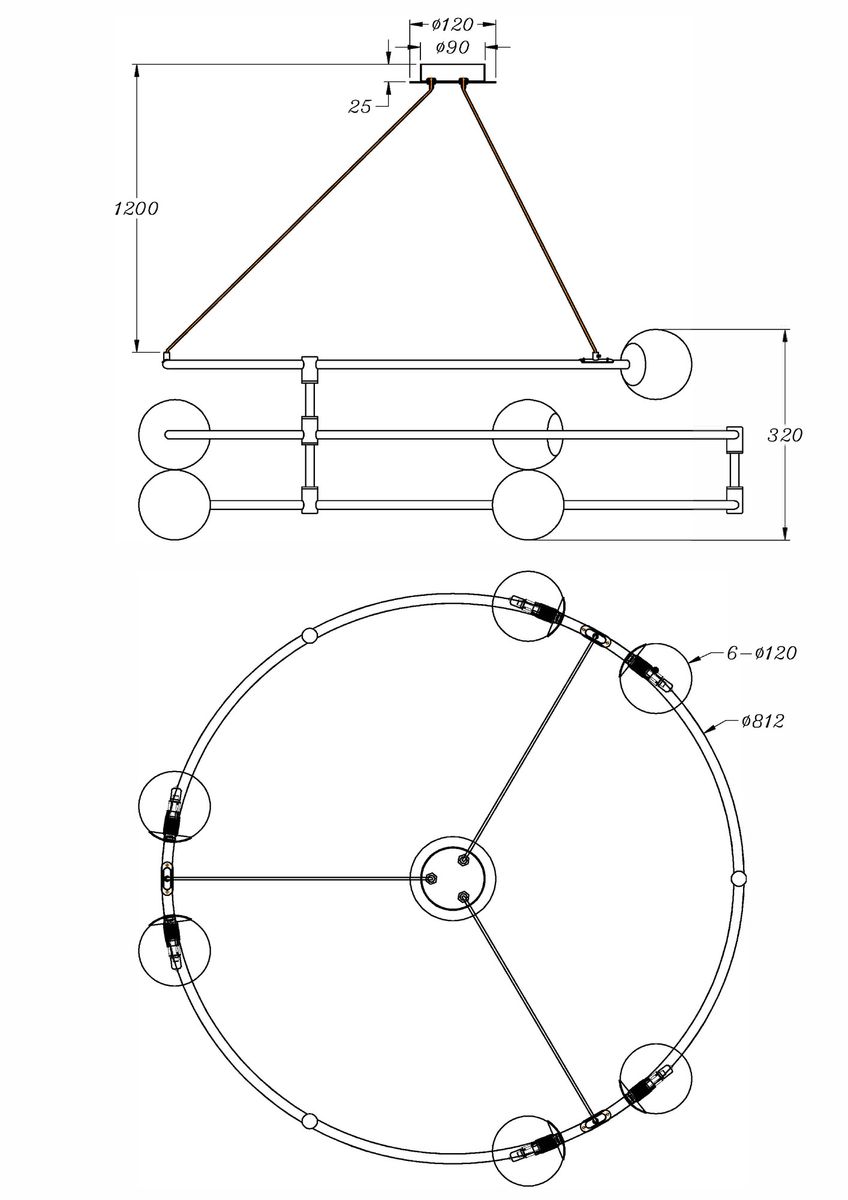 Подвесная люстра Maytoni Balance MOD317PL-06G