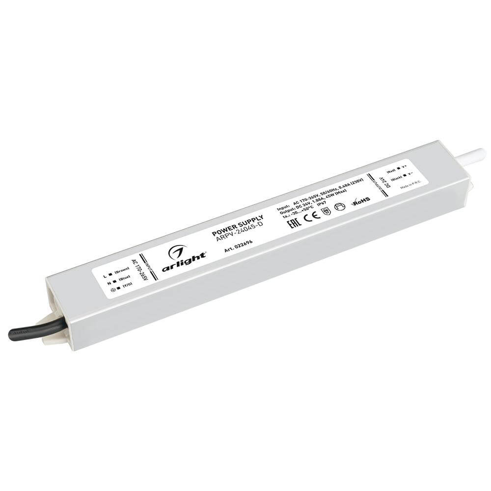 Блок питания Arlight ARPV-24045-D (24V, 1.9A, 45W) (IP67 Металл, 3 года) 022696