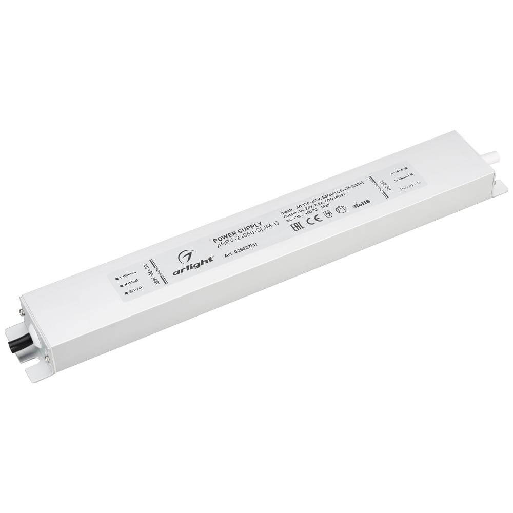 Блок питания Arlight ARPV-24060-SLIM-D (24V, 2.5A, 60W) (IP67 Металл, 3 года) 025027(1)