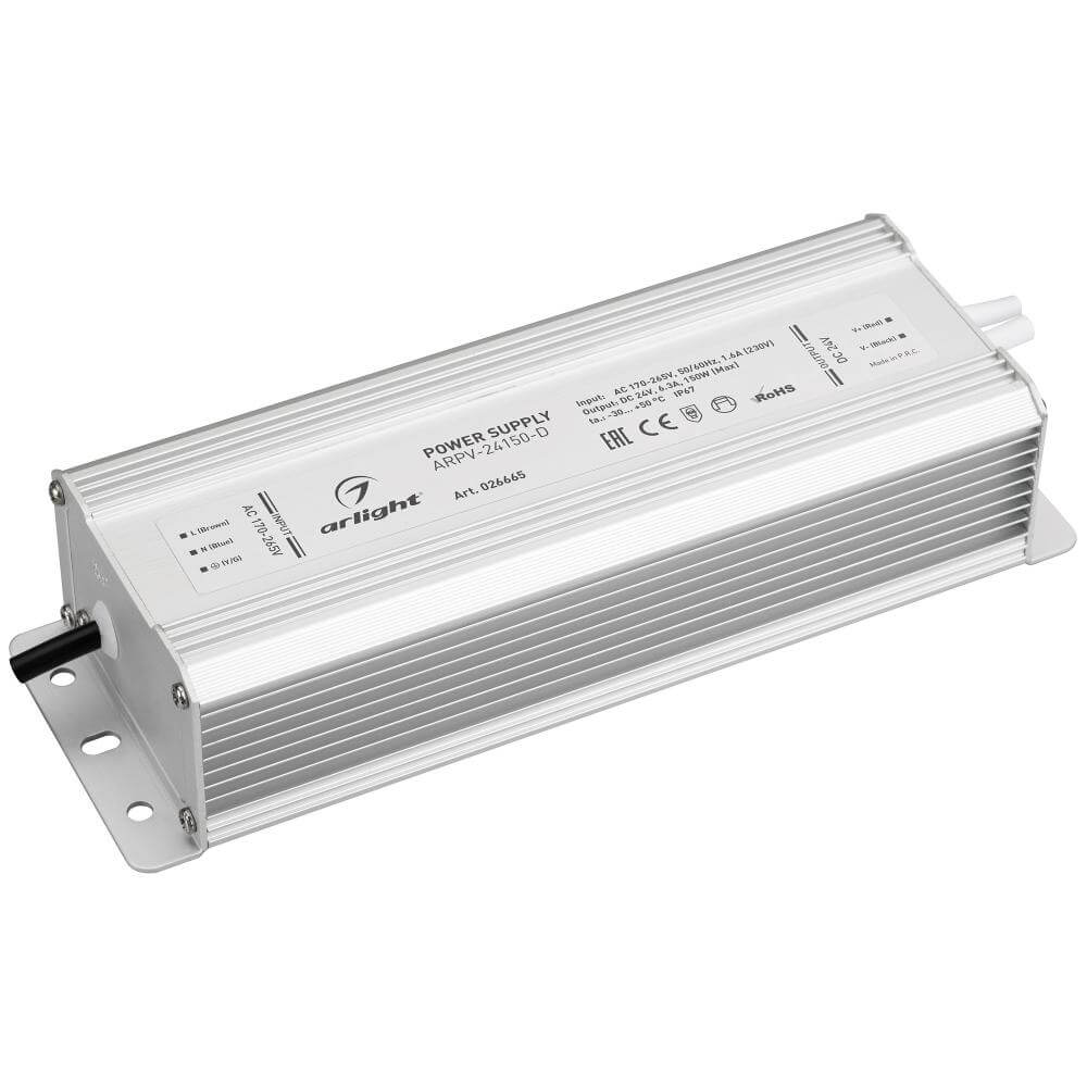 Блок питания Arlight ARPV-24150-D (24V, 6.3A, 150W) (IP67 Металл, 3 года) 026665