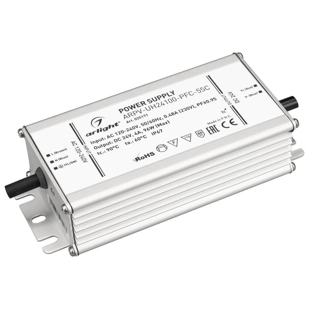 Блок питания Arlight ARPV-UH24100-PFC-55C (24V, 4.2A, 100W) (IP67 Металл, 5 лет) 025171