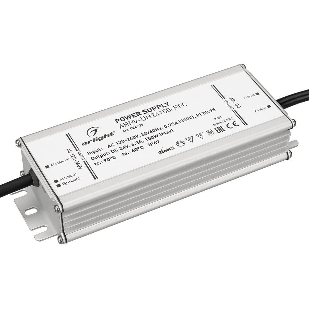 Блок питания Arlight ARPV-UH24150-PFC (24V, 6.3A, 150W) (IP67 Металл, 7 лет) 024270