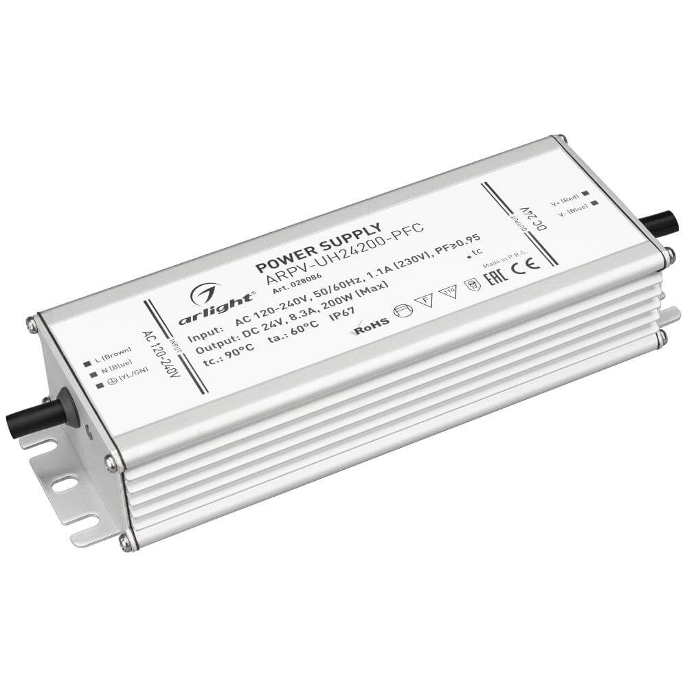 Блок питания Arlight ARPV-UH24200-PFC (24V, 8.3A, 200W) (IP67 Металл, 7 лет) 028086