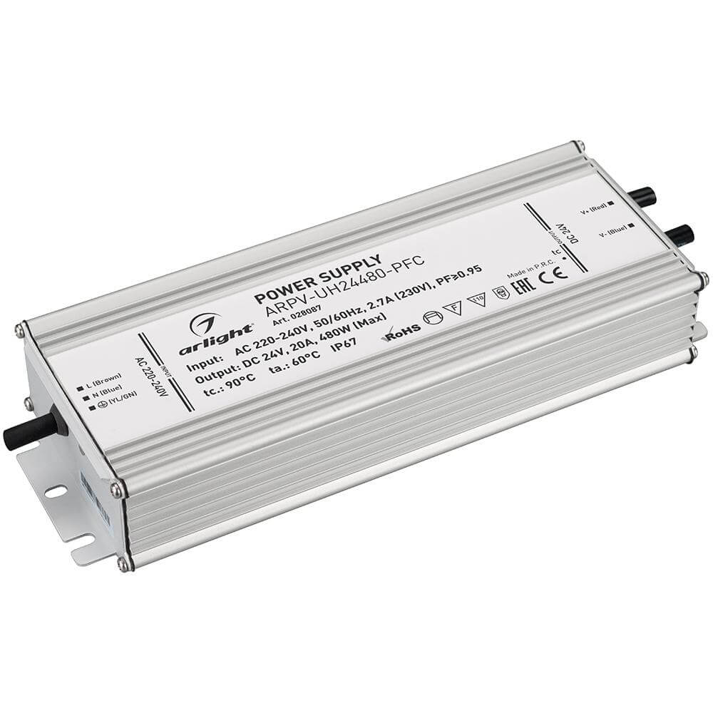 Блок питания Arlight ARPV-UH24480-PFC (24V, 20A, 480W) (IP67 Металл, 7 лет) 028087