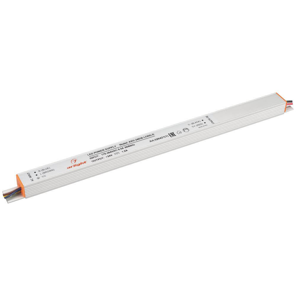 Блок питания Arlight ARV-24036-LONG-D (24V, 1.5A, 36W) (IP20 Металл, 2 года) 026421(1)