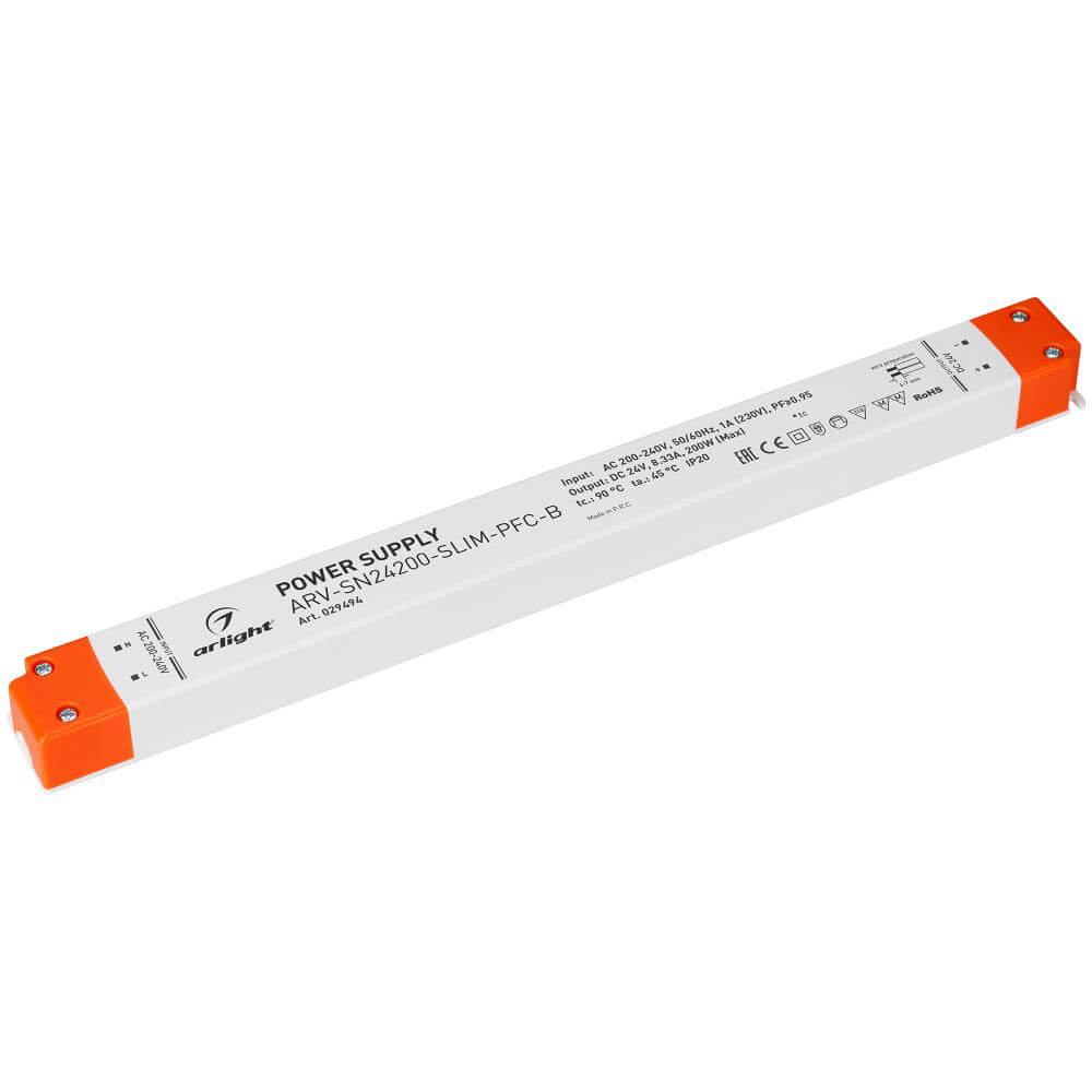 Блок питания Arlight ARV-SN24200-SLIM-PFC-B (24V, 8.33A, 200W) (IP20 Пластик, 3 года) 029494