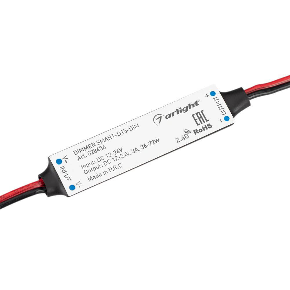 Диммер Arlight SMART-D15-DIM (12-24V, 1x3A, 2.4G) (IP20 Пластик, 5 лет) 028436