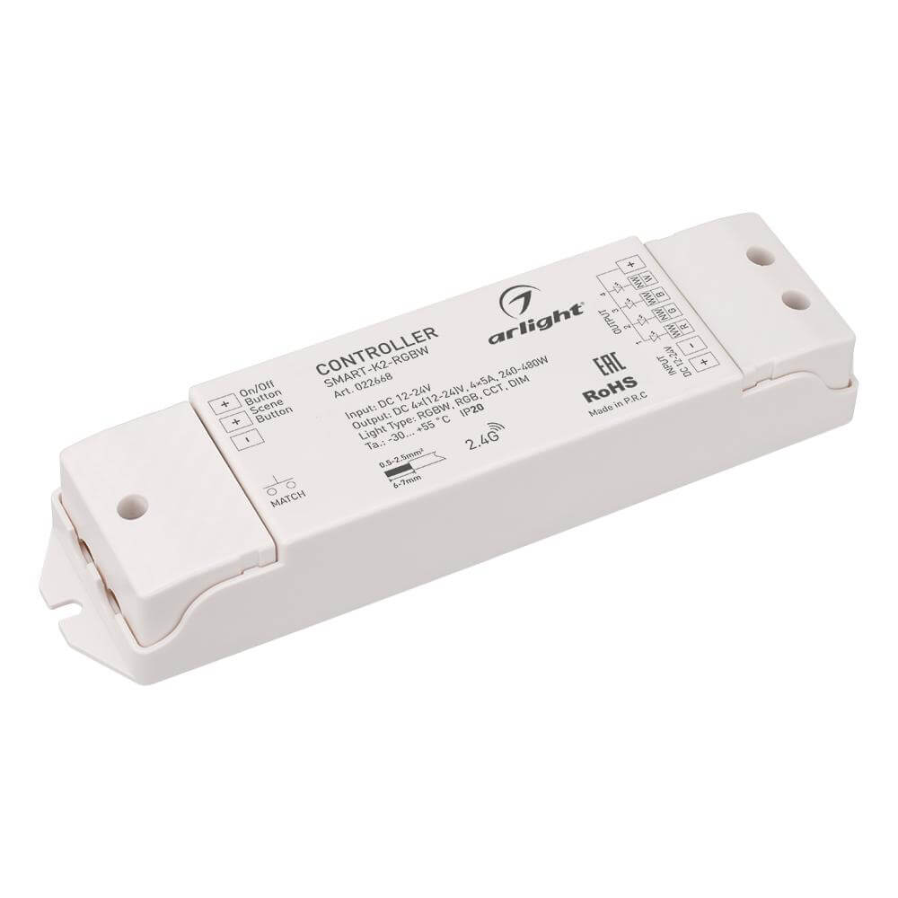 Контроллер Arlight SMART-K2-RGBW (12-24V, 4x5A, 2.4G) (IP20 Пластик, 5 лет) 022668