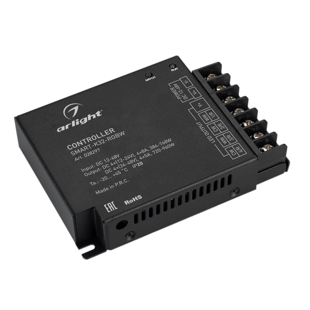 Контроллер Arlight SMART-K32-RGBW (12-48V, 4x8A, 2.4G) (IP20 Металл, 5 лет) 028297