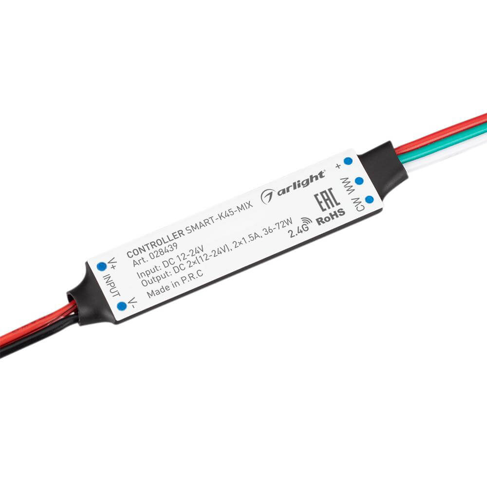 Контроллер Arlight SMART-K45-MIX (12-24V, 2x1.5A, 2.4G) (IP20 Пластик, 5 лет) 028439