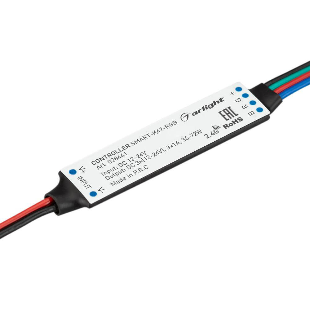 Контроллер Arlight SMART-K47-RGB (12-24V, 3x1A, 2.4G) (IP20 Пластик, 5 лет) 028441
