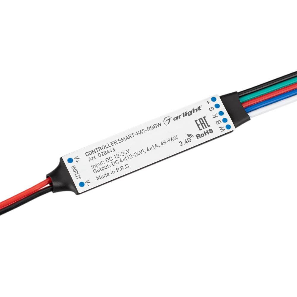 Контроллер Arlight SMART-K49-RGBW (12-24V, 4x1A, 2.4G) (IP20 Пластик, 5 лет) 028443