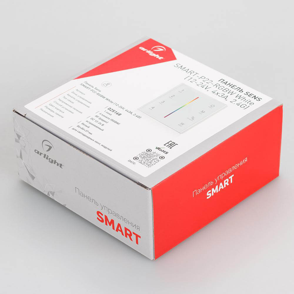 Панель Arlight Sens SMART-P22-RGBW White (12-24V, 4x3A, 2.4G) (IP20 Пластик, 5 лет) 025168