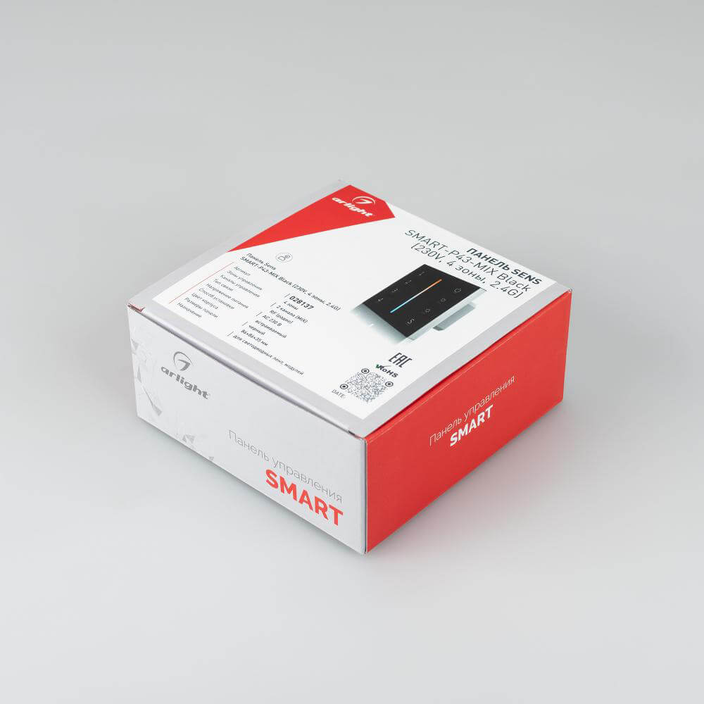 Панель Arlight Sens SMART-P43-MIX Black (230V, 4 зоны, 2.4G) (IP20 Пластик, 5 лет) 028137