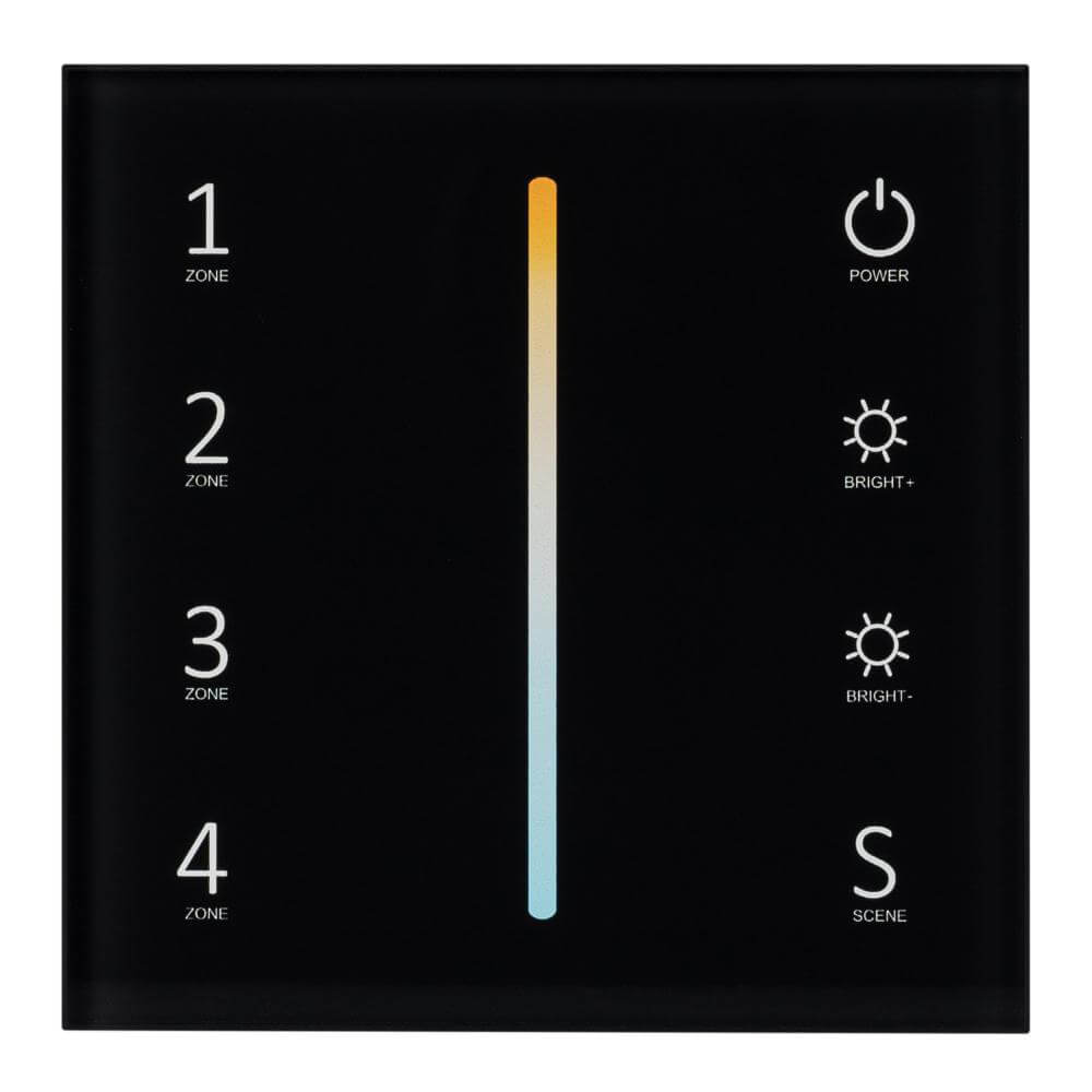 Панель Arlight Sens SMART-P43-MIX Black (230V, 4 зоны, 2.4G) (IP20 Пластик, 5 лет) 028137
