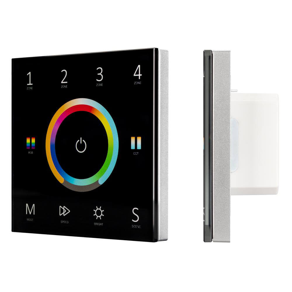 Панель Arlight Sens SMART-P67-MULTI Black (230V, 4 зоны, 2.4G) (IP20 Пластик, 5 лет) 028322