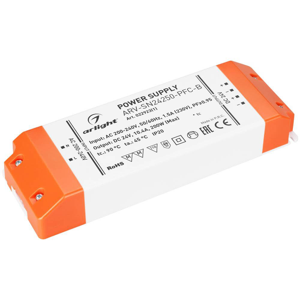 Блок питания Arlight ARV-SP-24250-PFC-B (24V, 10.4A, 250W) (IP20 Пластик, 5 лет) 022923(2)