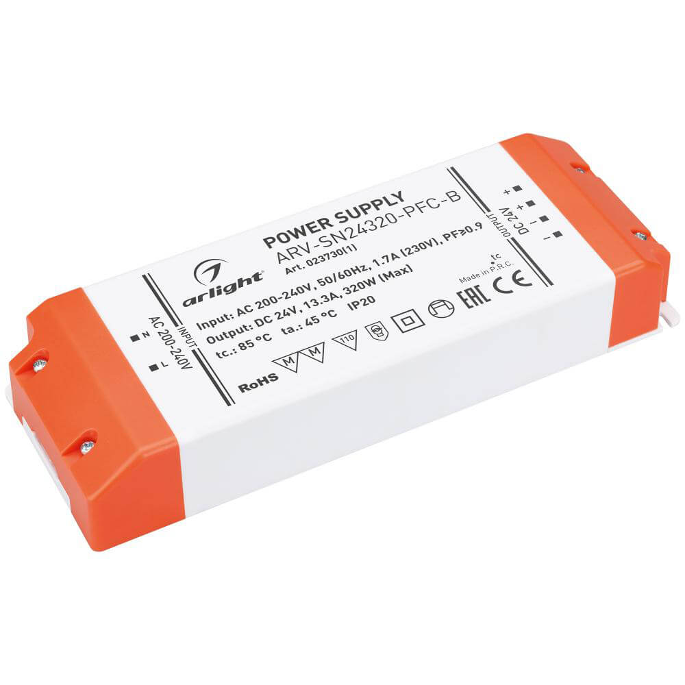 Блок питания Arlight ARV-SP-24320-PFC-B (24V, 13.3A, 320W) (IP20 Пластик, 5 лет) 023730(2)