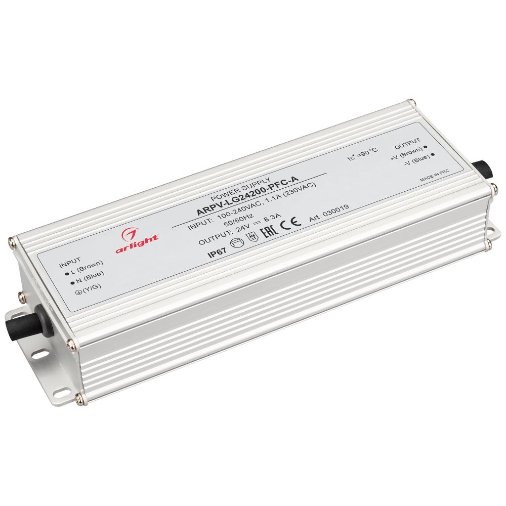 Блок питания Arlight ARPV-LG24200-PFC-A (24V, 8.3A, 200W) (IP67 Металл, 5 лет) 030019