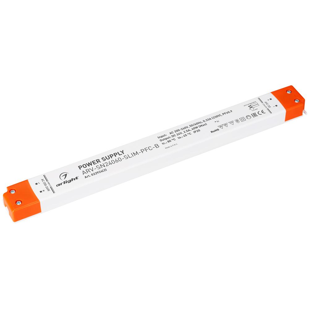 Блок питания Arlight ARV-SN24060-SLIM-PFC-B (24V, 2.5A, 60W) (IP20 Пластик, 3 года) 022924(2)