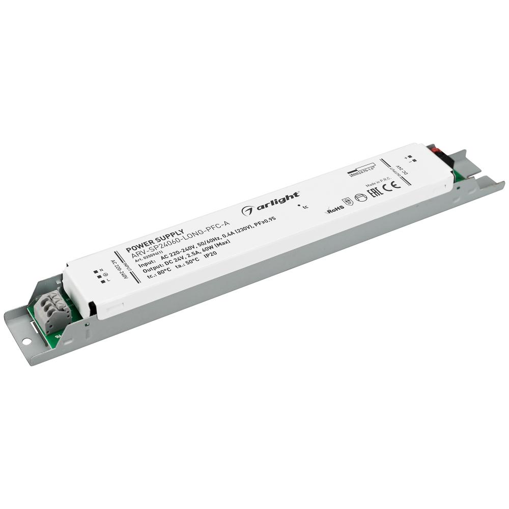 Блок питания Arlight ARV-SP24060-LONG-PFC-A (24V, 2.5A, 60W) (IP20 Металл, 5 лет) 025594(1)