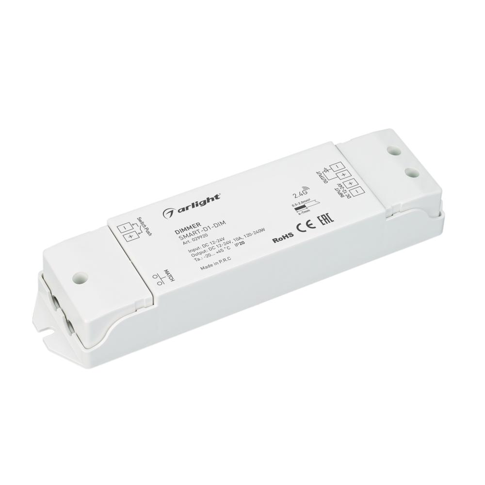 Диммер Arlight SMART-D1-DIM (12-24V, 1x10A, 2.4G) (IP20 Пластик, 5 лет) 029920