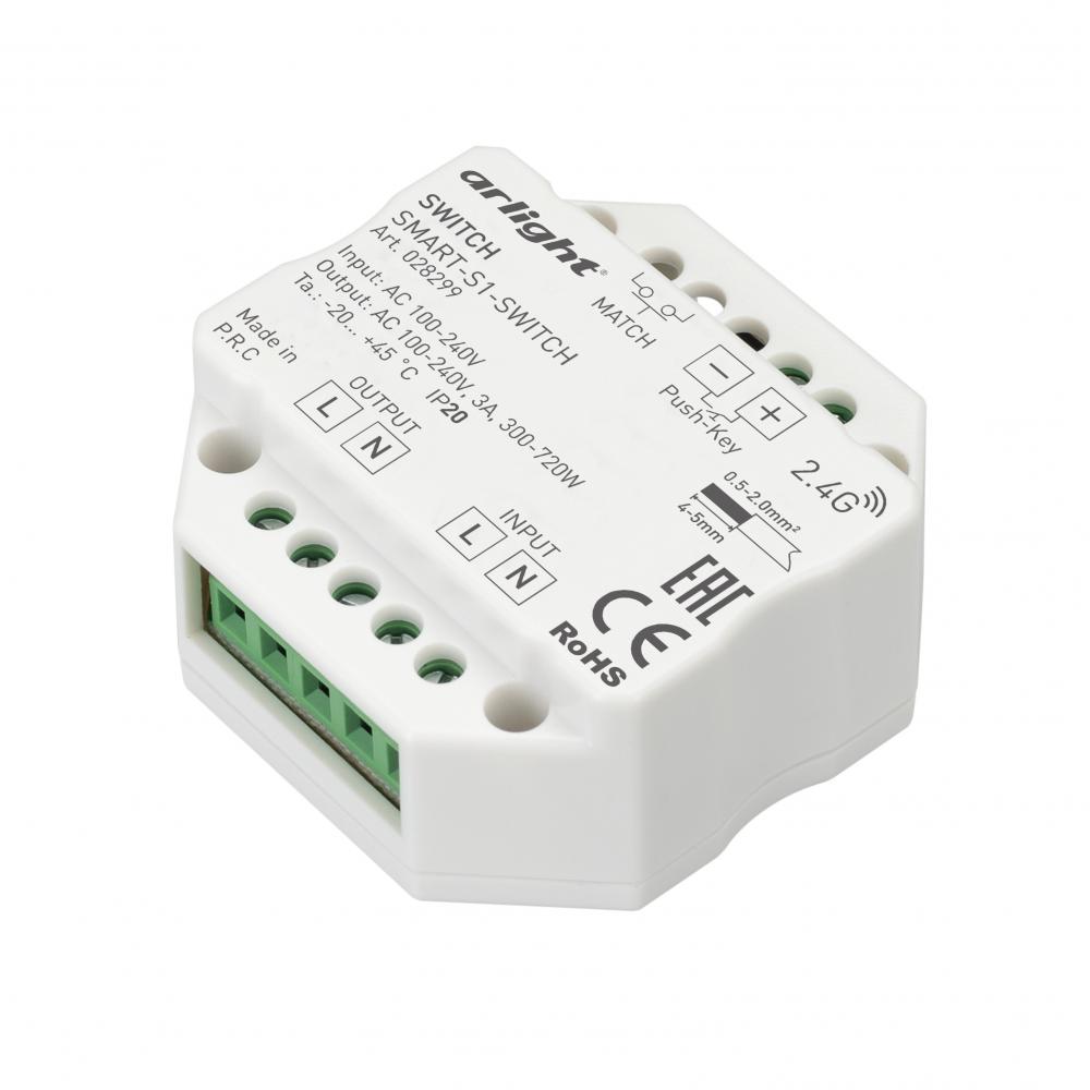 Контроллер-выключатель Arlight SMART-S1-SWITCH (230V, 3A, 2.4G) (IP20 Пластик, 5 лет) 028299