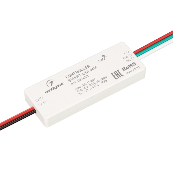 Контроллер Arlight SMART-UNI-MIX (12-24V, 2x2.5A, 2.4G) (IP20 Пластик, 5 лет) 031608