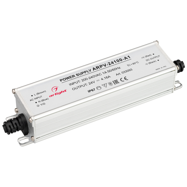 Блок питания Arlight ARPV-24100-A1 (24V, 4.16A, 100W) (IP67 Металл, 3 года) 033093