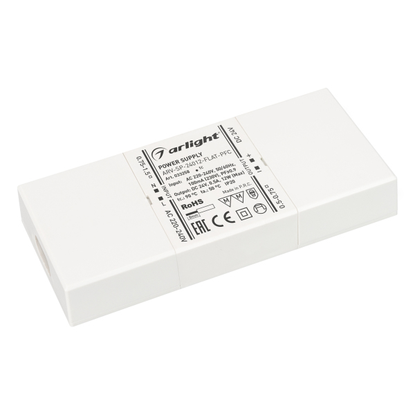 Блок питания Arlight ARV-SP-24012-FLAT-PFC (24V, 0.5A, 12W) (IP20 Пластик, 5 лет) 033258