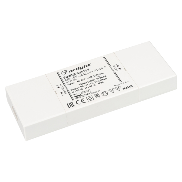 Блок питания Arlight ARV-SP-24024-FLAT-PFC (24V, 1A, 24W) (IP20 Пластик, 5 лет) 033259