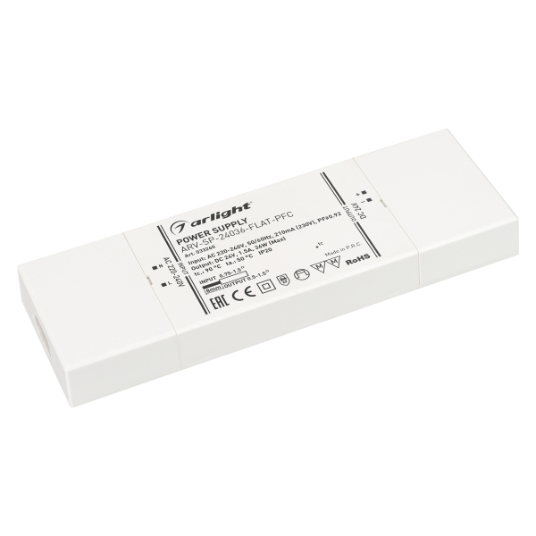 Блок питания Arlight ARV-SP-24036-FLAT-PFC (24V, 1.5A, 36W) (IP20 Пластик, 5 лет) 033260