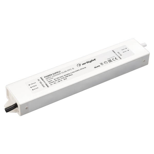 Блок питания Arlight ARPV-LG24060-SLIM-PFC-D (24V, 2.5A, 60W) (IP67 Металл, 5 лет) 031720
