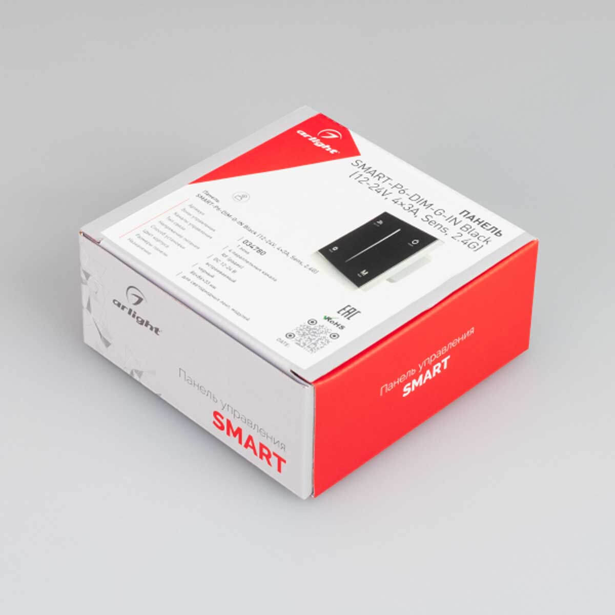 Панель Arlight SMART-P6-DIM-G-IN Black (12-24V, 4x3A, Sens, 2.4G) (IP20 Пластик, 5 лет) 034780