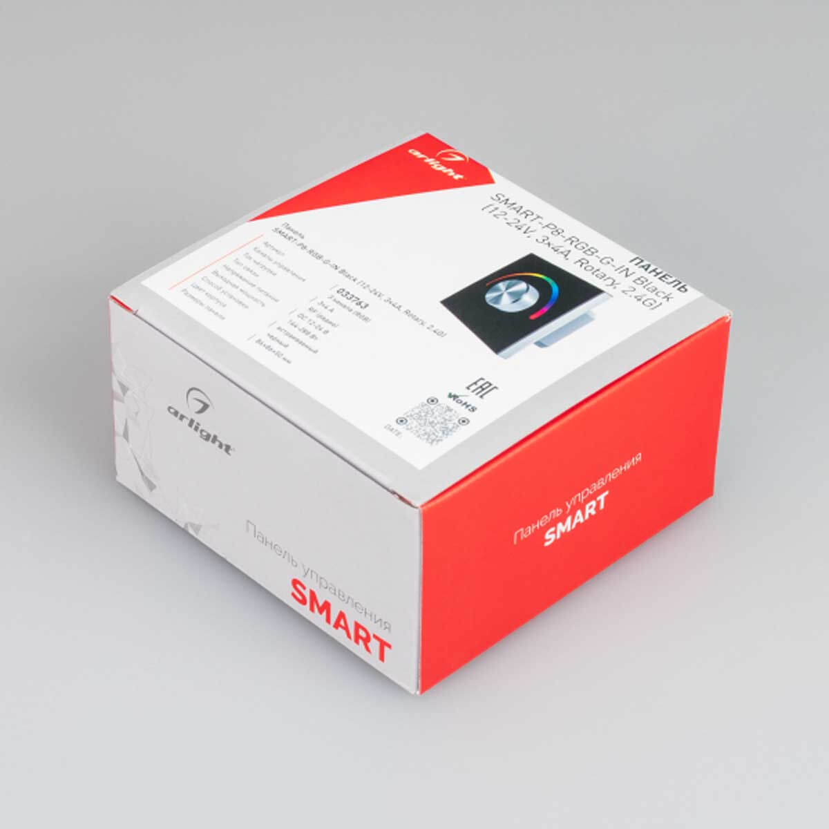Панель Arlight SMART-P8-RGB-G-IN Black (12-24V, 3x4A, Rotary, 2.4G) (IP20 Пластик, 5 лет) 033763