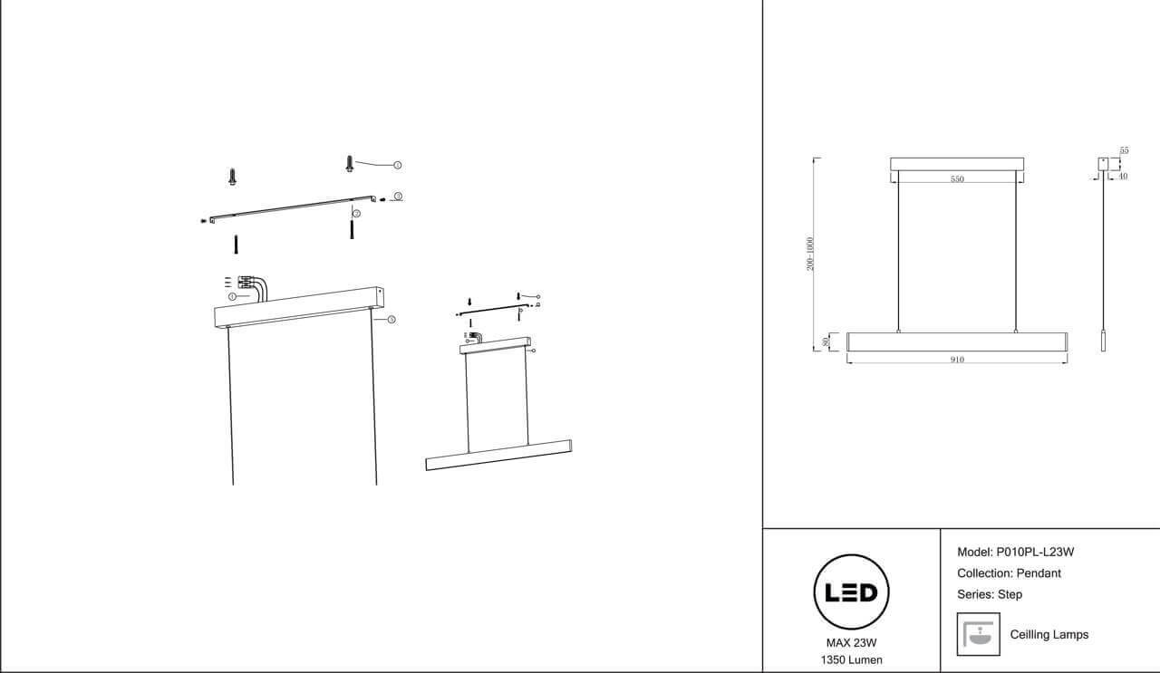 Подвесной светильник Maytoni Step P010PL-L23W