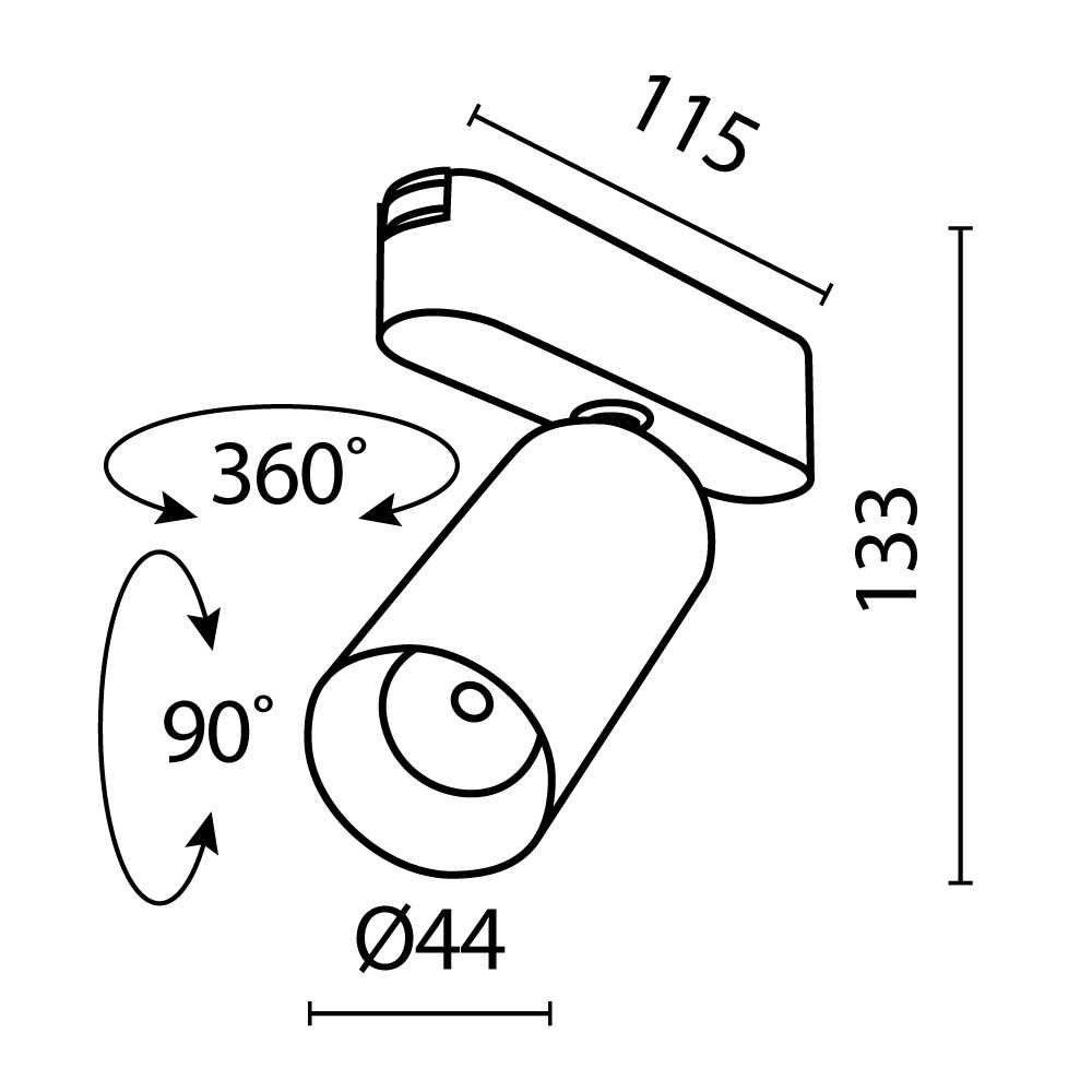 Трековый светильник Maytoni Focus Led Radity 3000K 12Вт 36 TR103-1-12W3K-M-B