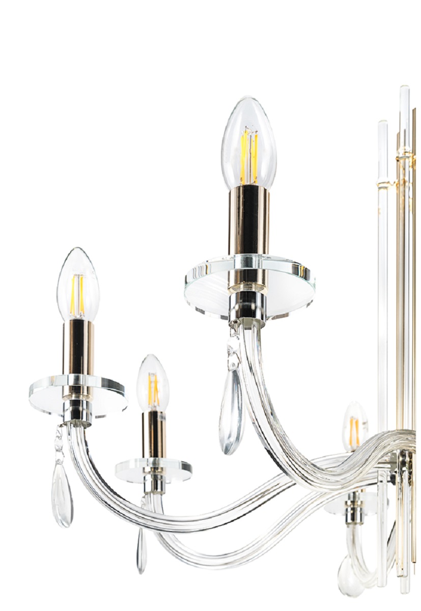 Подвесная люстра Crystal Lux AURELIO SP8 GOLD+CHROME/TRANSPARENT