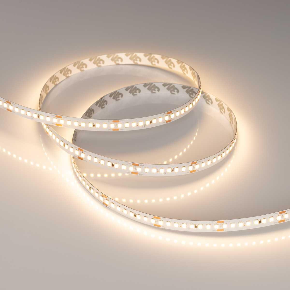 Светодиодная лента Arlight 17,6W/m 192LED/m 2835 Warm3000 10mm 24V 5M IP20 038775